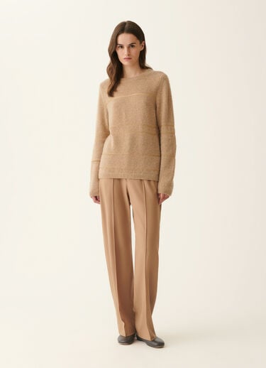 Platinum and mohair striped sweater, beech Fabiana Filippi Platinum and mohair striped sweater, beech Beech MAD226F438M4770000