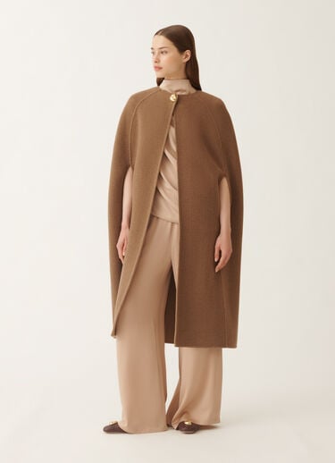 Fabiana Filippi Cape in soft double chevron, camel and ebony Brown CTD225F675D9230000