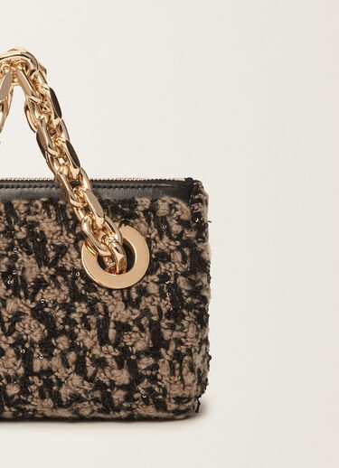 Fabiana Filippi Mini Eyelet in Tweed, Taupe und Schwarz Schwarz BGD225A920L8790000