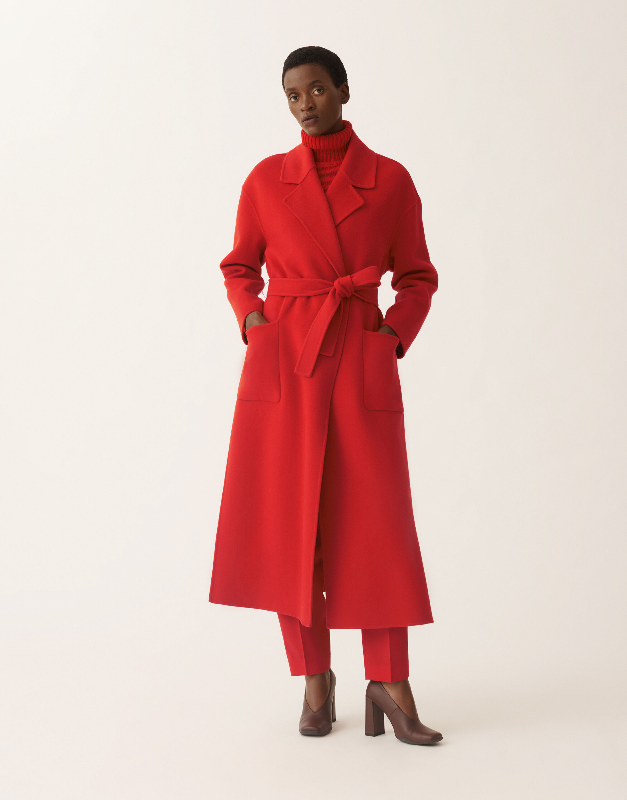Double-faced wool and cashmere coat, lacquer for Women | Fabiana