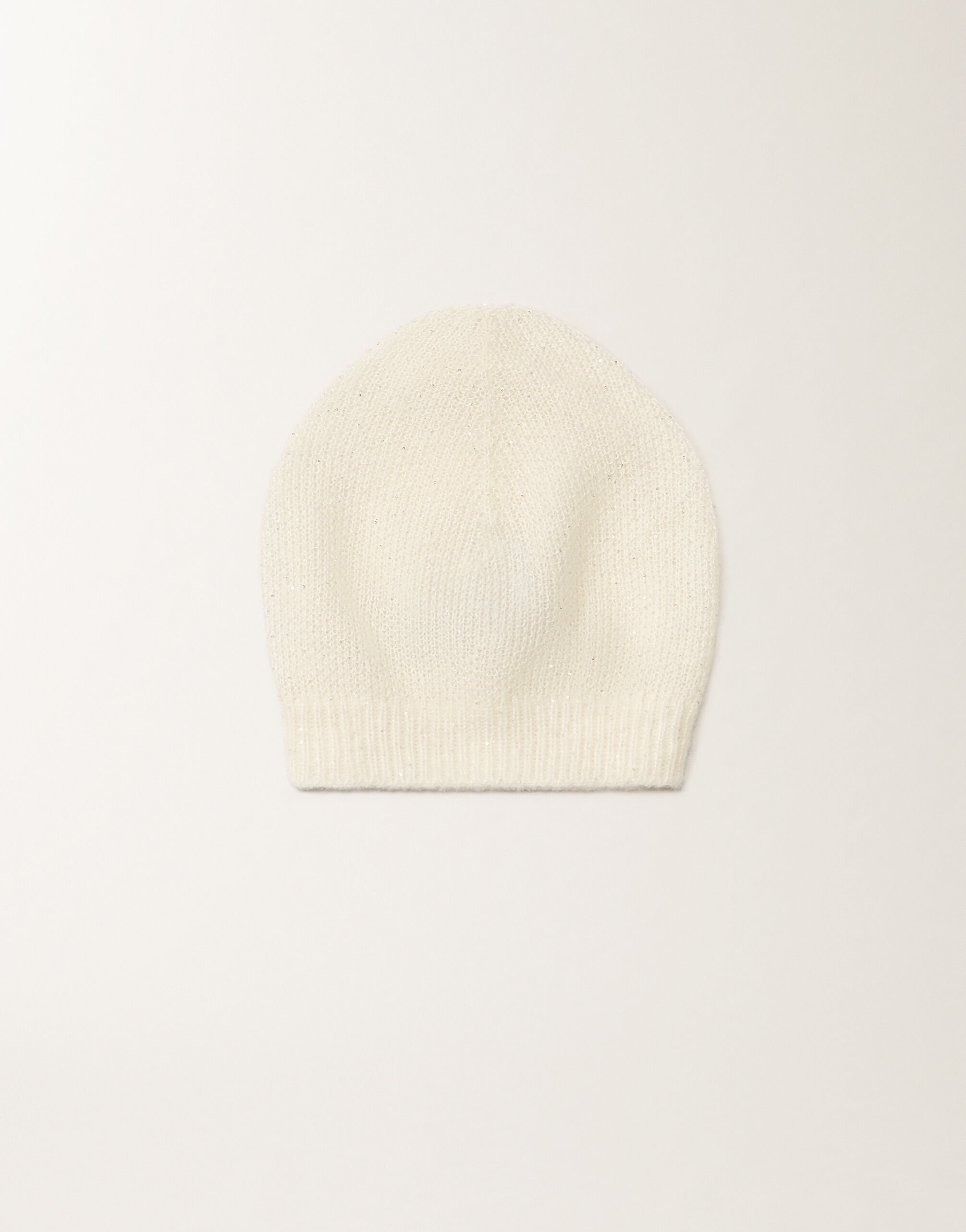 Mohair cap with micro sequins, raffia Fabiana Filippi Mohair cap with micro sequins, raffia White SAD266A880L7950000