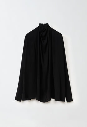 Fabiana Filippi SABLE' TURTLE NECK PUCKERED TOP BLACK CTD214F382D7520000