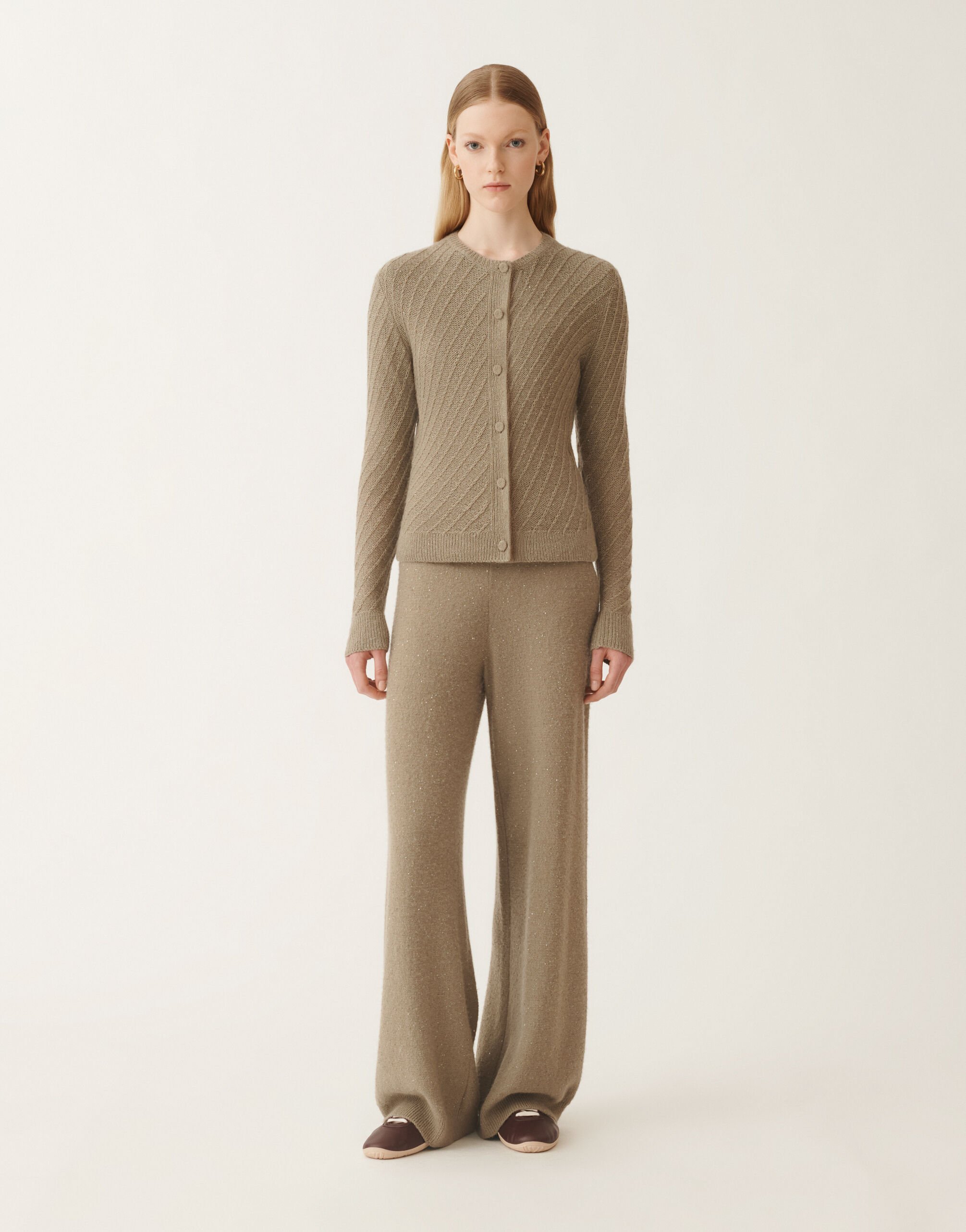 Fabiana Filippi Wool and silk cardigan with sequins, olive GREEN MAD215F112D2960000
