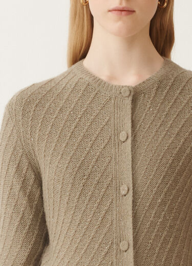 Fabiana Filippi Wool and silk cardigan with sequins, olive GREEN MAD215F112D2960000