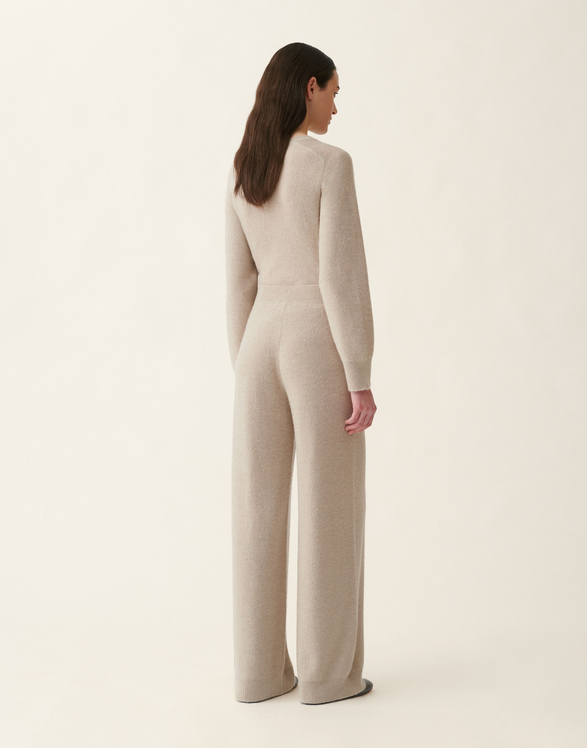 Pantalon en laine et soie avec paillettes, cachà Fabiana Filippi Pantalon en laine et soie avec paillettes, cachà Cachà PAD216F391D2960000