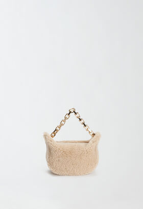 Fabiana Filippi Shearling eyelet bag, honey and brown BLACK BGD265A849L2560000