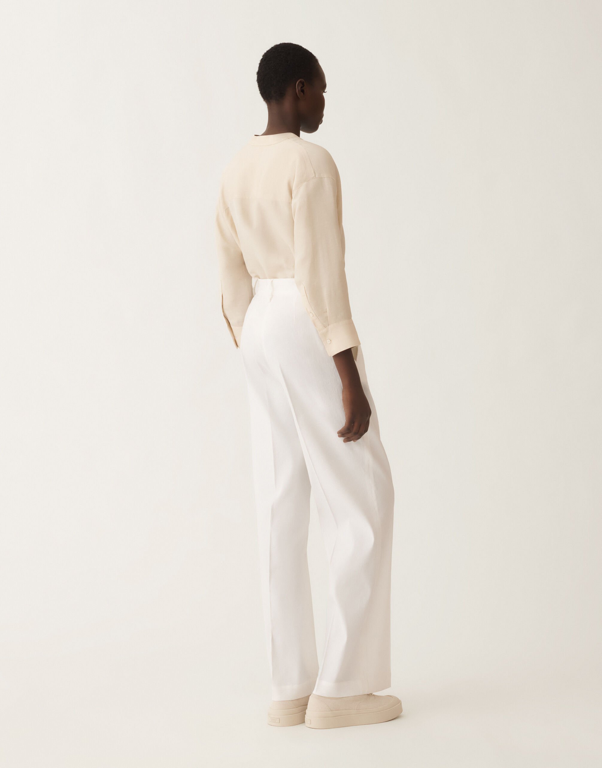 Fabiana Filippi Stretch viscose and linen trousers, optical white OPTICAL WHITE PADC02F411H5490000