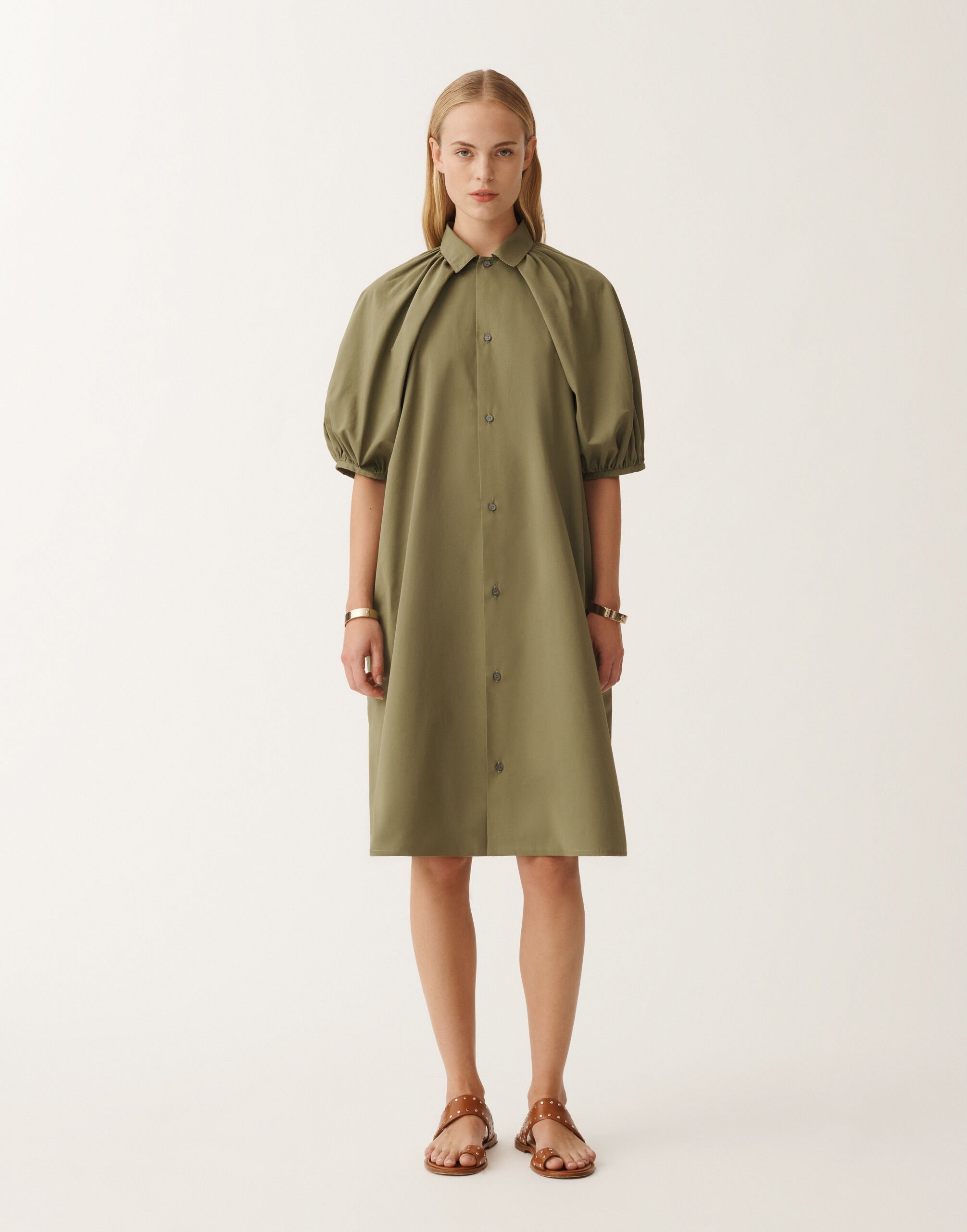 Fabiana Filippi Midi-Kleid aus Popeline, grasgrün GRÜN ABD275F750L3060000
