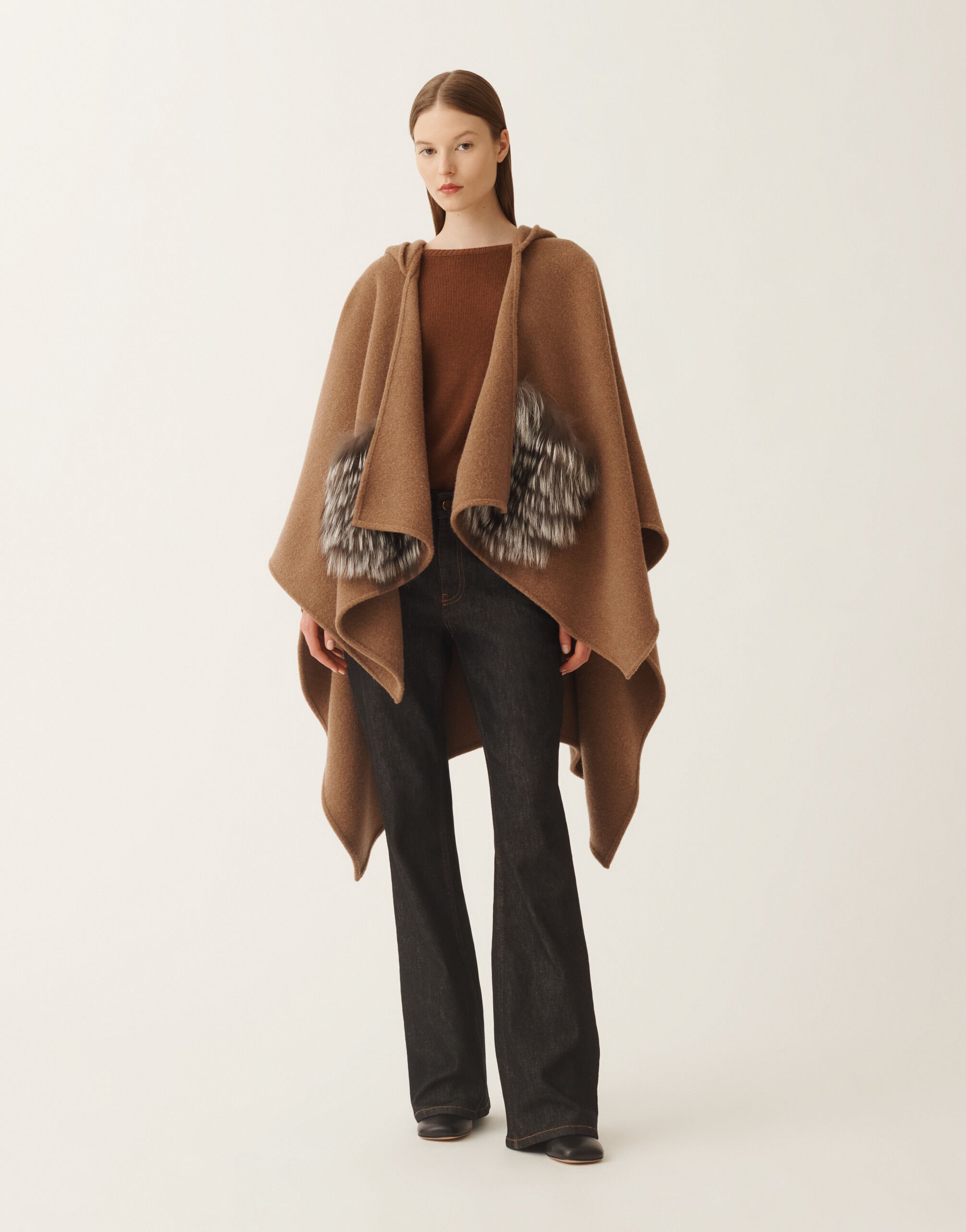 Fabiana Filippi Wool cape, bark Brown SAD225A925L8500000