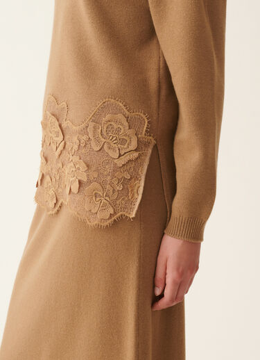 Platinum sweater with lace hem, rattan Fabiana Filippi Platinum sweater with lace hem, rattan Rattan MAD226F495M4460000