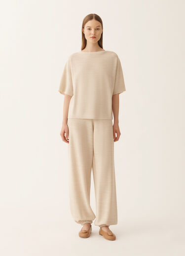 Fabiana Filippi Maxi T-shirt in wool, cotton, and lurex, cream Butter MAD266F041L7660000