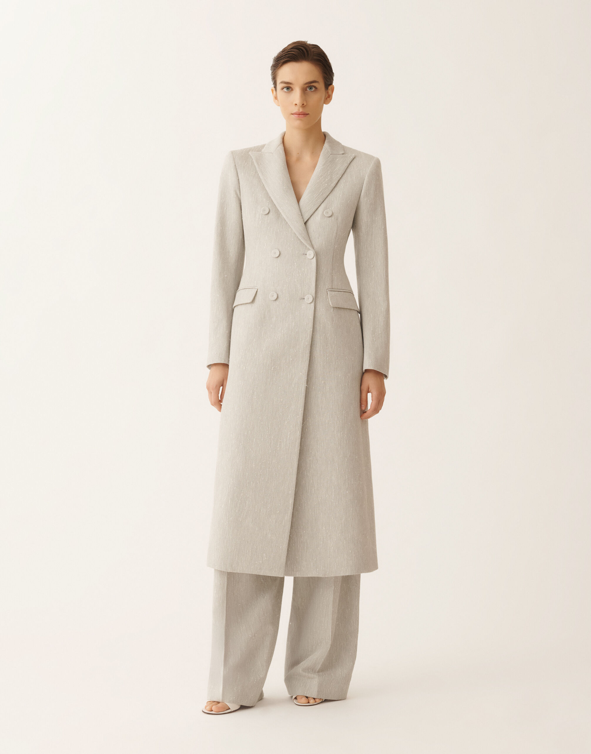 レディースTailored redingote in ice fil coupé drop pattern コート