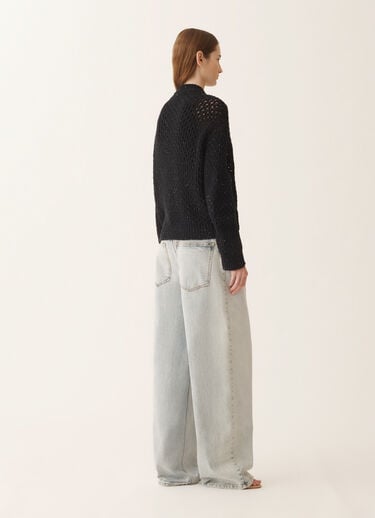 Fabiana Filippi Bomber in platinum and micro sequins, midnight blue Blue MAD266F029L7500000