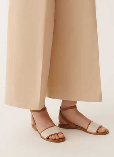 Fabiana Filippi Canvas and leather sandals, tan LEATHER ASD275A097L4090000