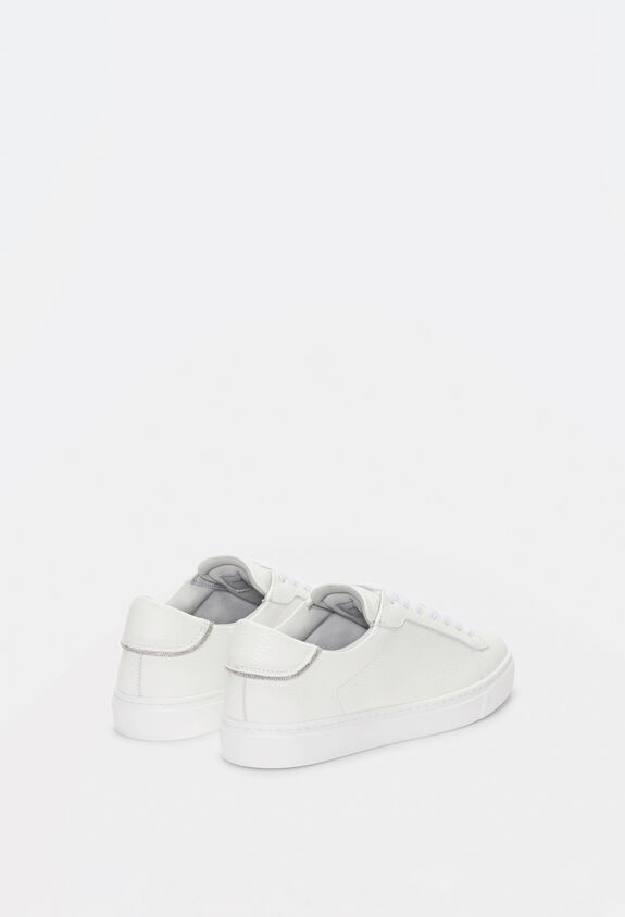 Fabiana Filippi GRAINED LEATHER SNEAKERS AND DIAMOND-CUT THREAD WHITE ASD264A921I3520000