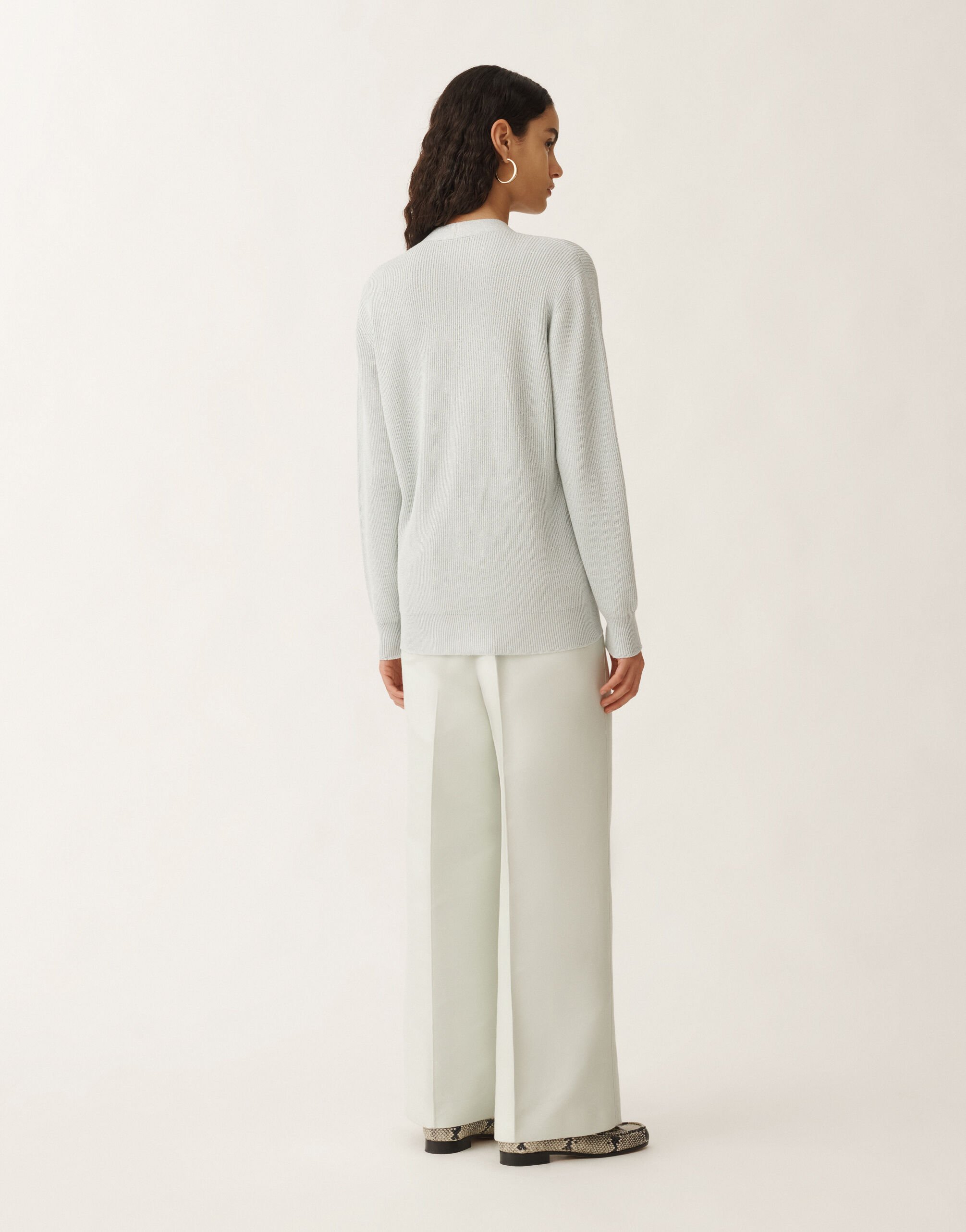 Fabiana Filippi Organic cotton and lurex cardigan, aqua green AQUAGREEN MAD275F496L4520000