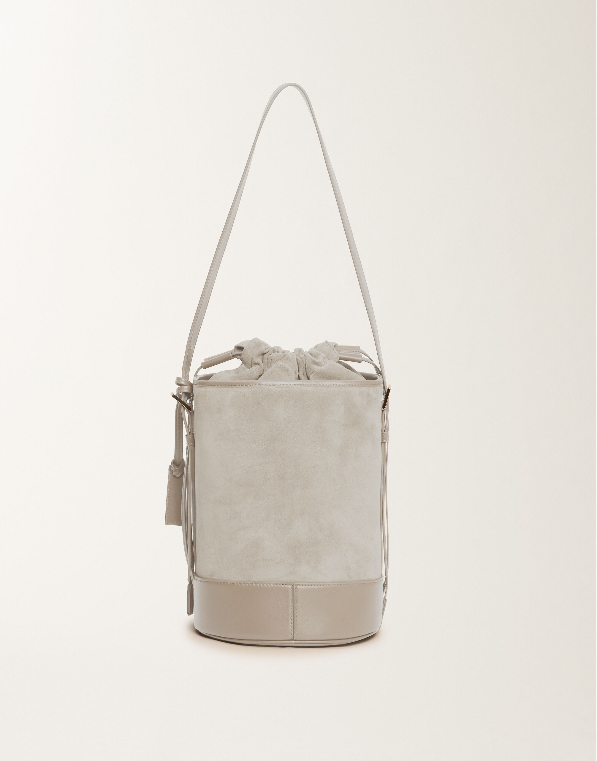 LionbusFABIANA FILIPPI ファビアナフィリッピ バッグ Suede and leather bucket bag, ice gray for Women | Fabiana Filippi®