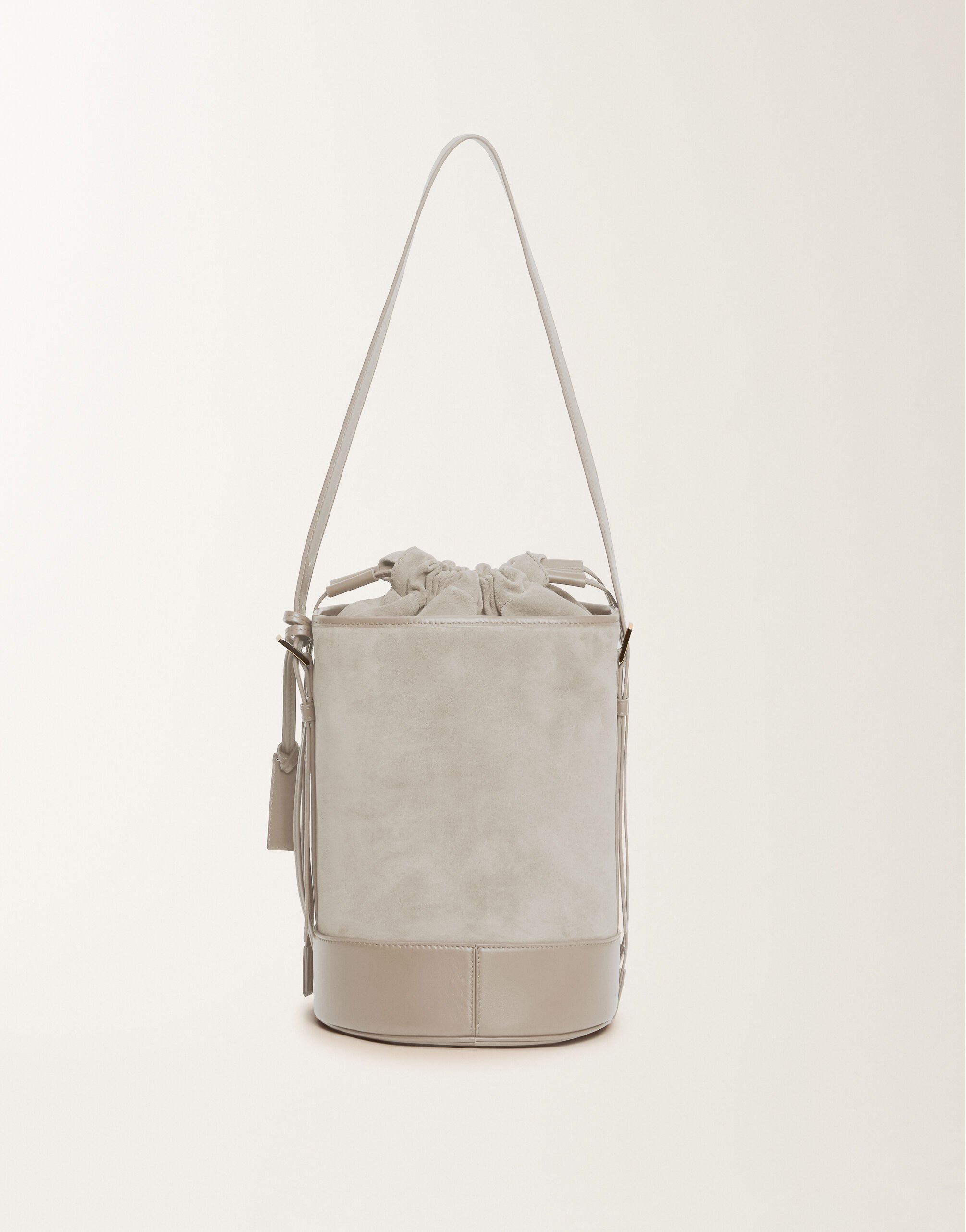 Fabiana Filippi Suede and leather bucket bag, ice gray Gray BGD266A071M0030000
