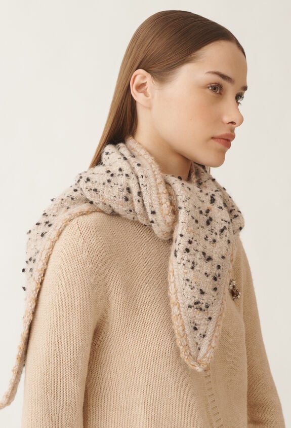 Fabiana Filippi Buttoned tweed scarf, maple and black BEIGE SAD215A896L5450000