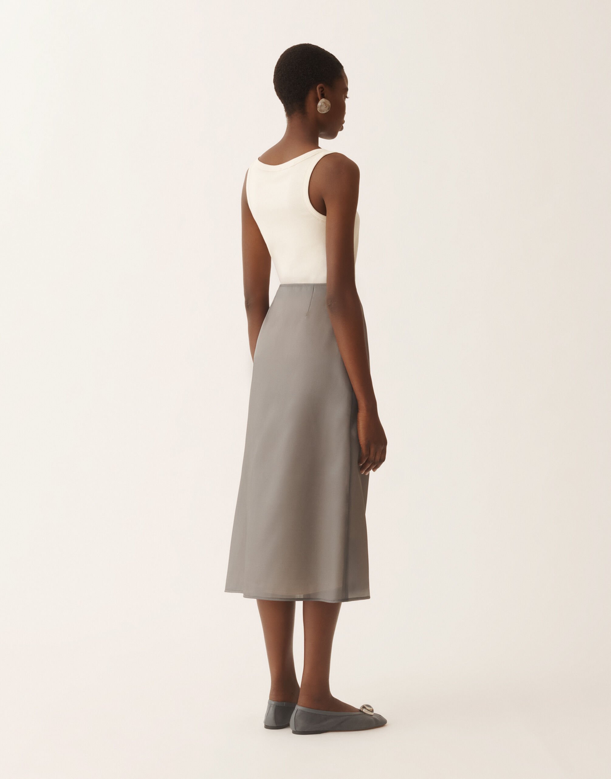 Midi skirt in water-reflective organza, shadow Fabiana Filippi Midi skirt in water-reflective organza, shadow Grey GND266F406D9420000