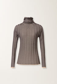 Fabiana Filippi Lurex turtleneck sweater, grey and white Grey MAD225F518L6240000