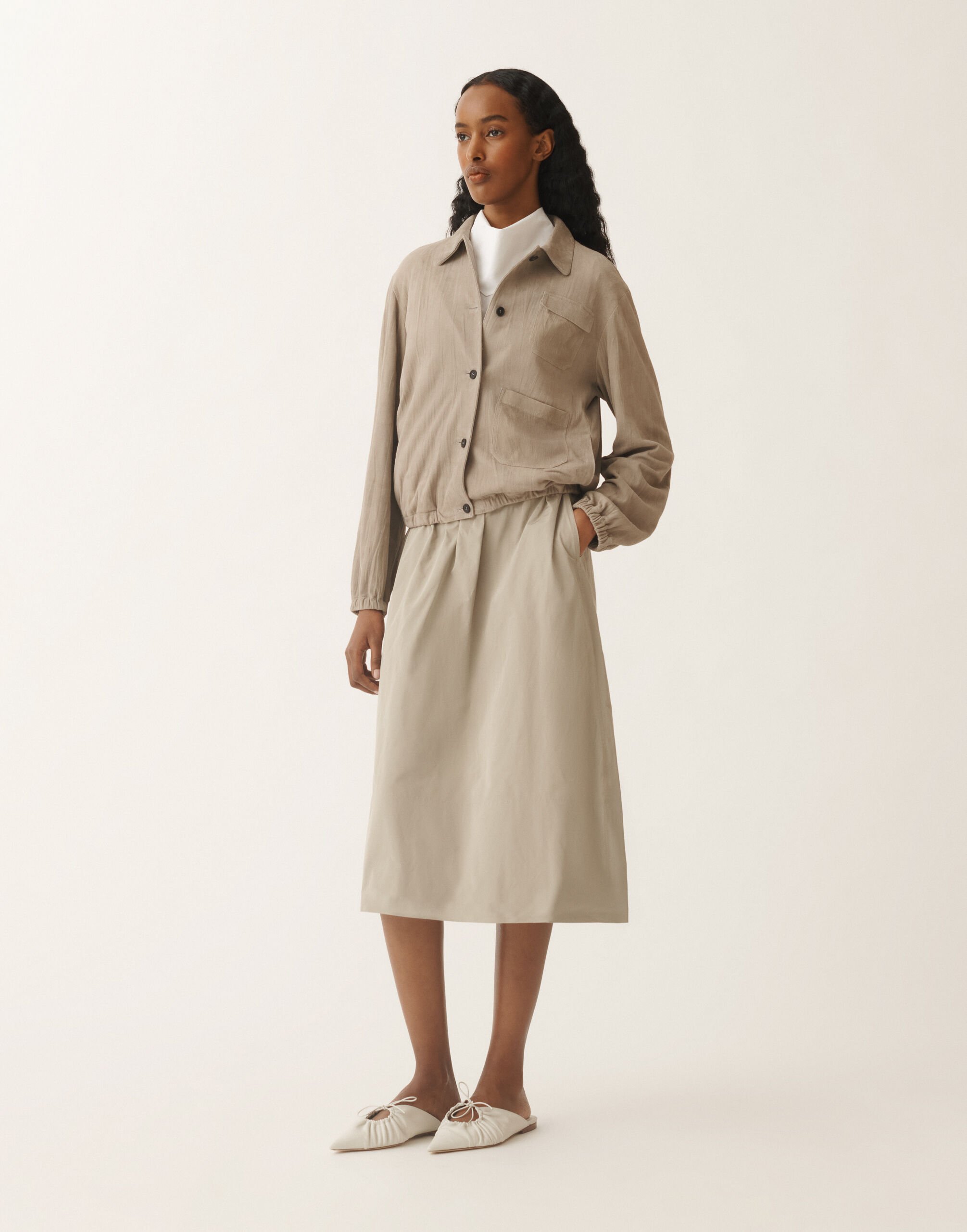 Fabiana Filippi Pleated suede bomber jacket, clay CLAY PLD275F708L4100000