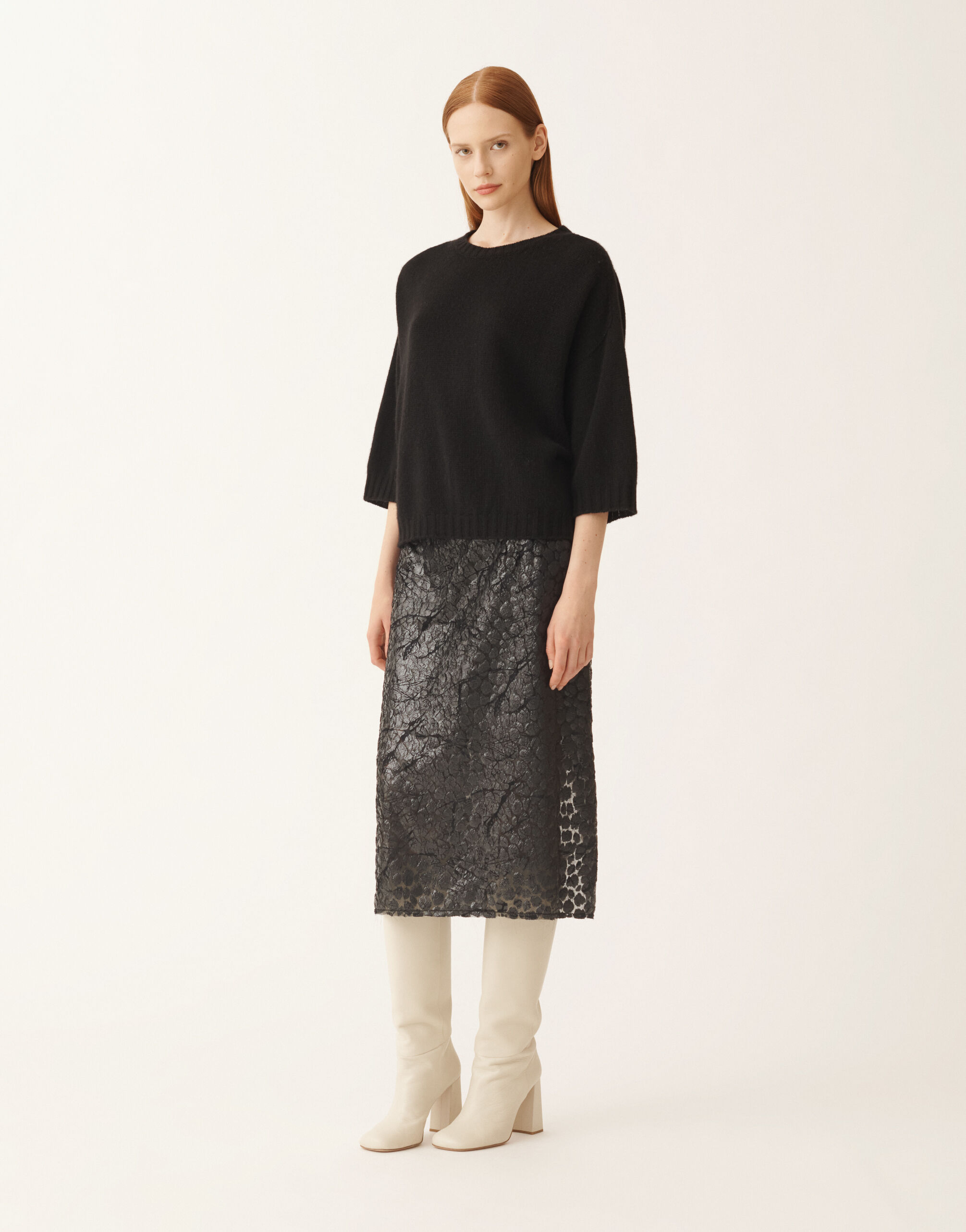 Fabiana Filippi Kaschmir-T-Shirt, schwarz Schwarz MAD225F019N9000000