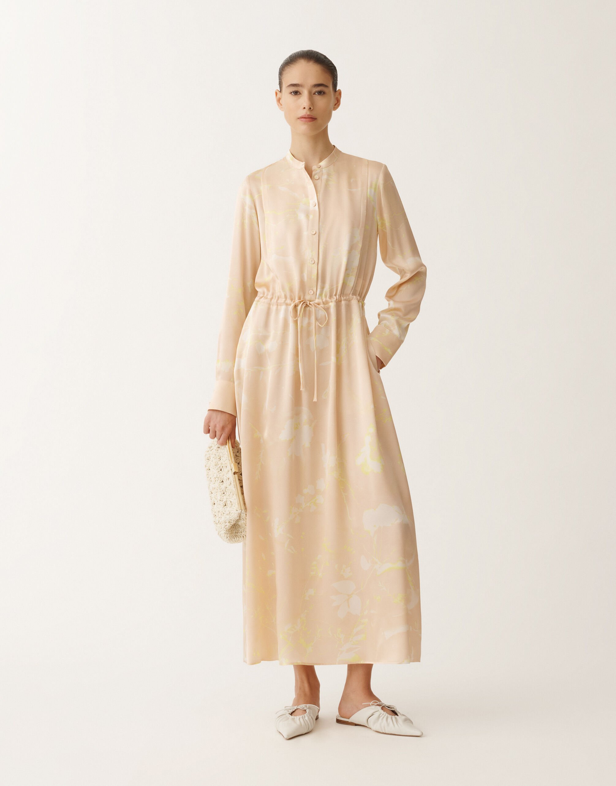 Fabiana Filippi Blusenkleid mit Print Tilia aus Seide, puderrosa ROSA ABD265F206D8270000