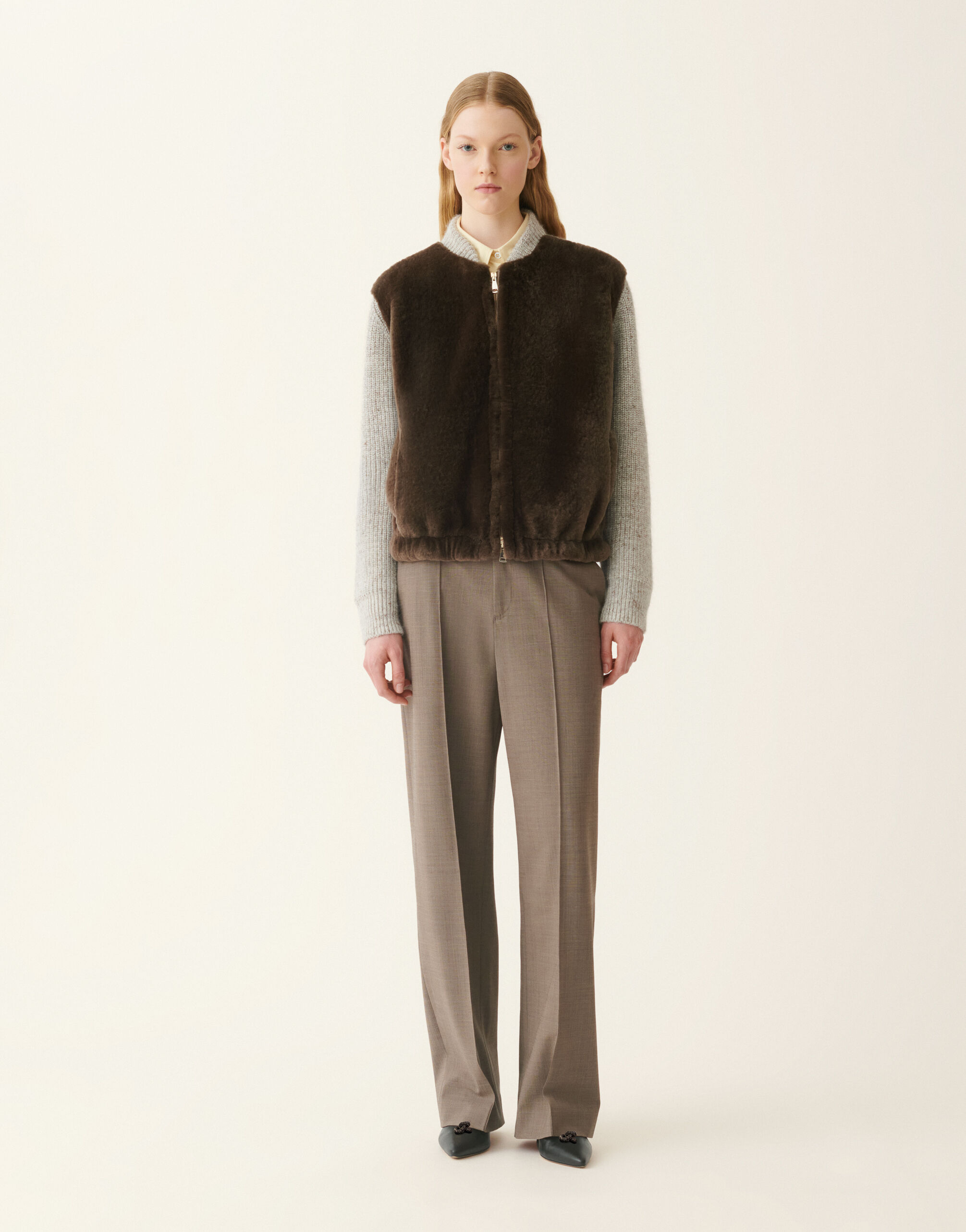 Fabiana Filippi Merino shearling bomber jacket, falcon Falcon PLD226F673M4960000