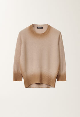 Fabiana Filippi Cotton and linen sweater with sequins, sand SAND MAD275F568L3820000