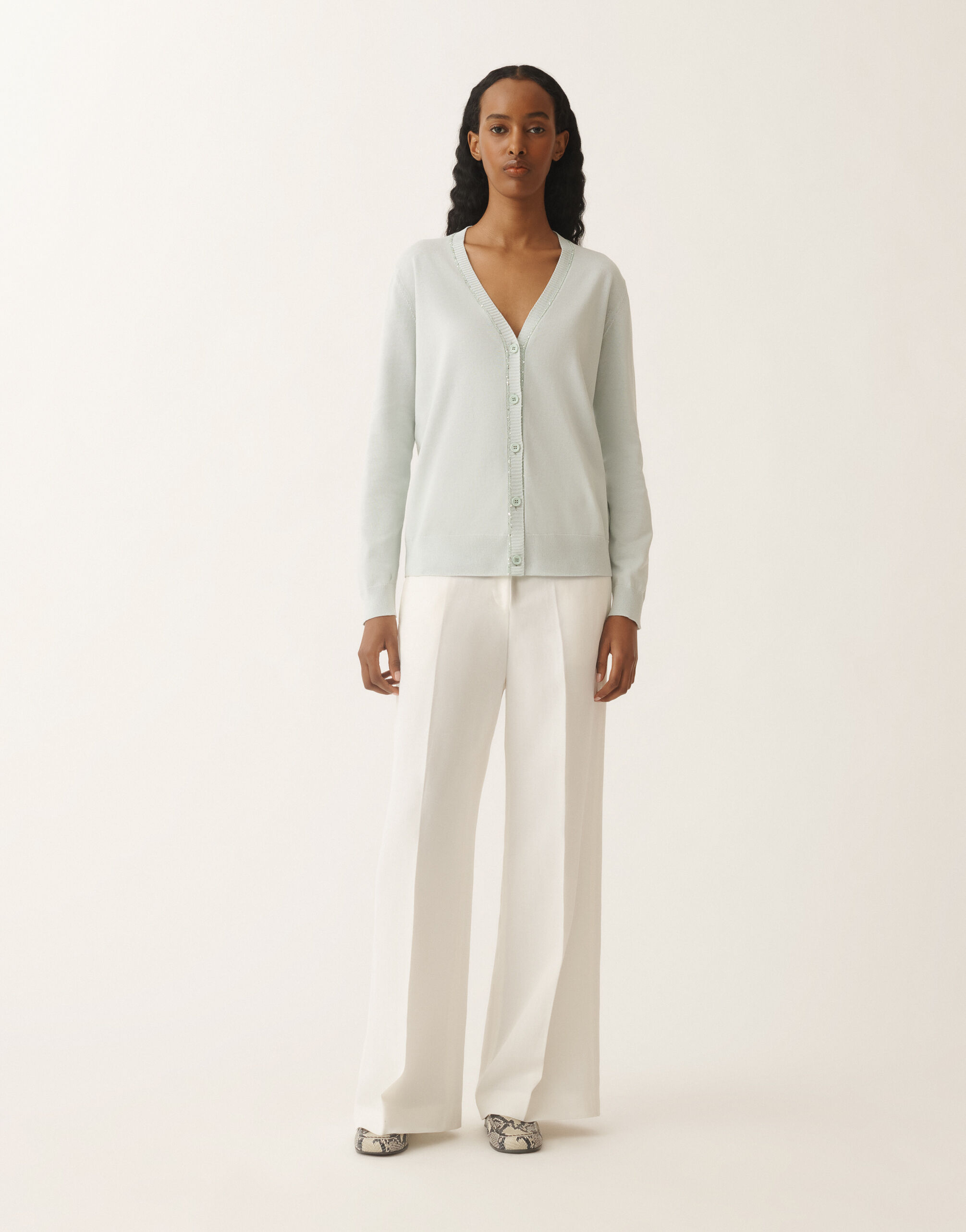 Organic cotton cardigan, aqua green for Women | Fabiana Filippi®