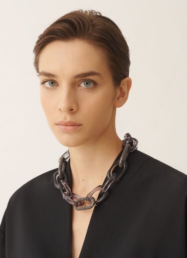 Smoky plexi chain necklace with filo diamante Fabiana Filippi Smoky plexi chain necklace with filo diamante Gray BXD266A855M0230000