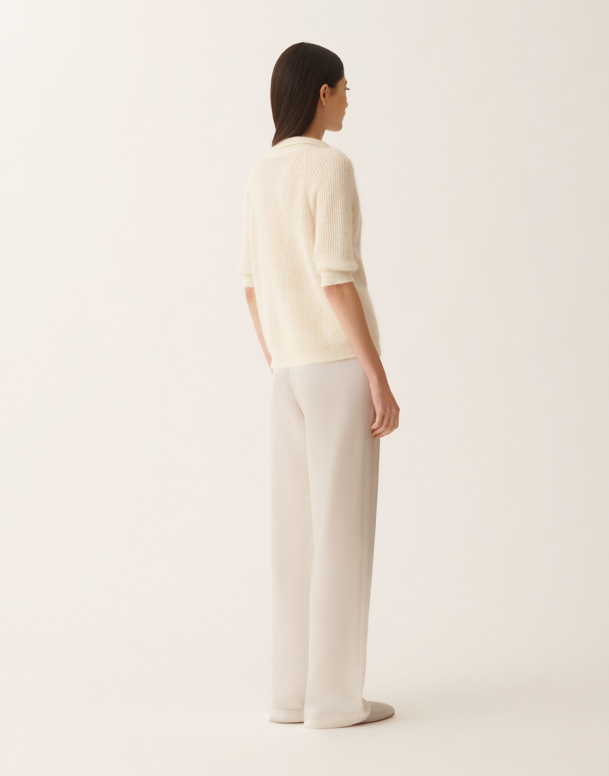 Fabiana Filippi Mohair polo with sequins, raffia White MAD266F128L7390000