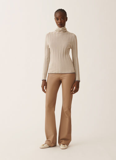 Fabiana Filippi Lurex-Rollkragenpullover, weiß und grau Weiß MAD225F518L6240000