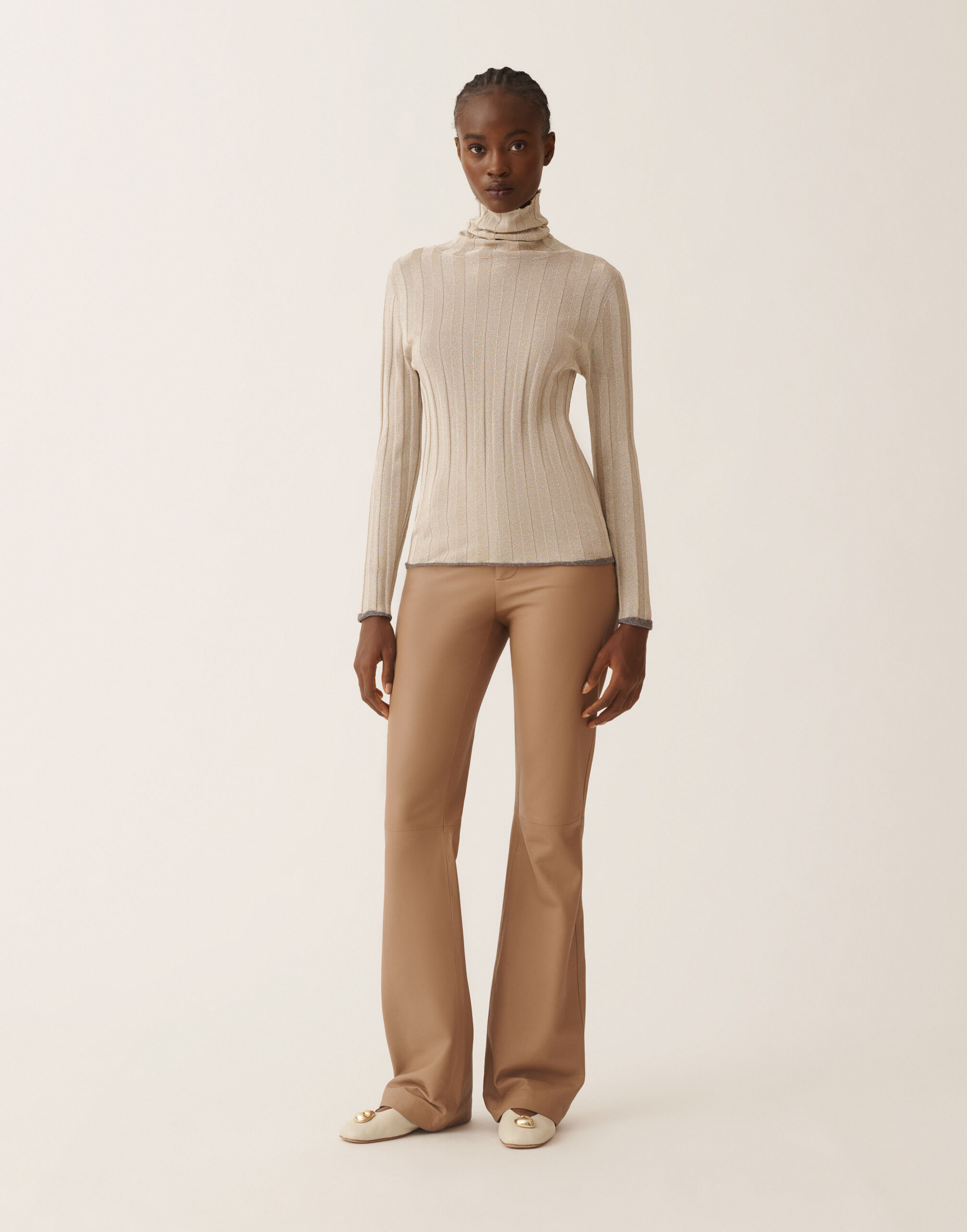 Fabiana Filippi Lurex-Rollkragenpullover, weiß und grau Weiß MAD225F518L6240000