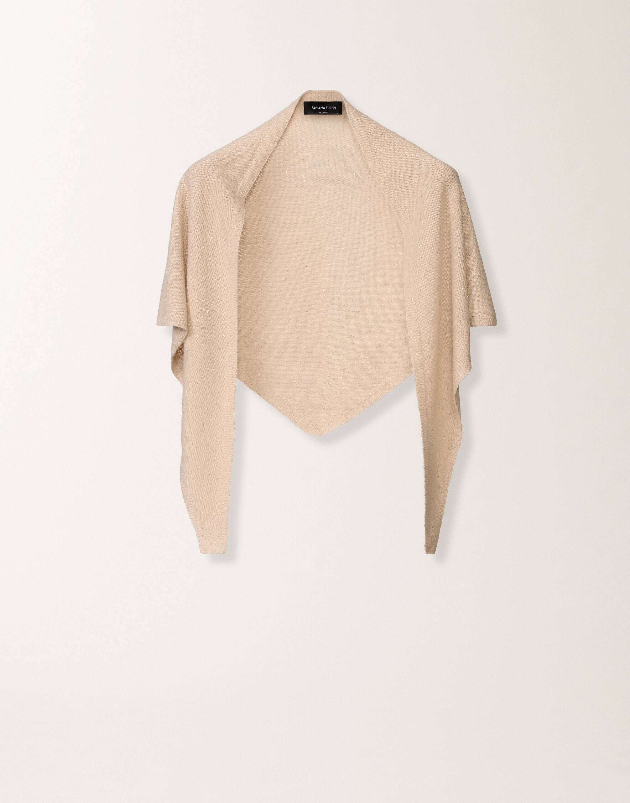 Fabiana Filippi Woll- und Seidenfoulard mit Pailletten, Kordel Beige SAD225A949D2960000