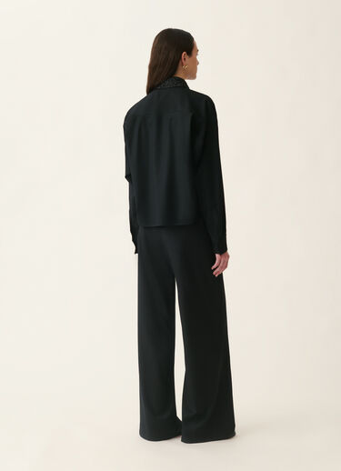 Cropped flannel shirt, black Fabiana Filippi Cropped flannel shirt, black Black CAD226F313M3940000
