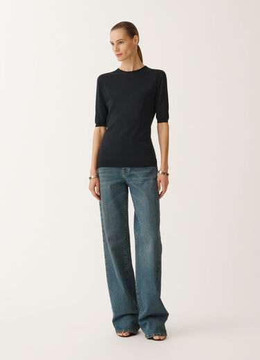 Fabiana Filippi T-Shirt aus Baumwolle und Seide, nachtblau BLAU MAD275F469N8210000