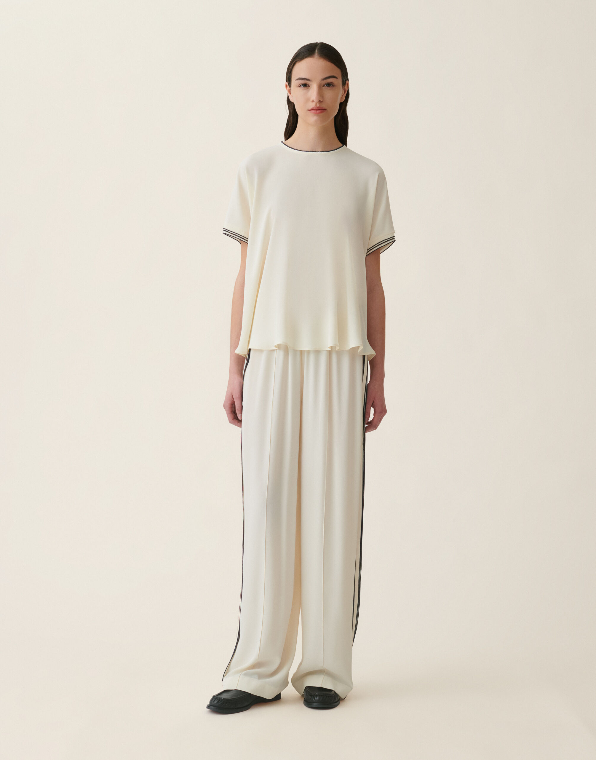 Top en crêpe de chine, beurre Fabiana Filippi Top en crêpe de chine, beurre Beurre TPD216F729M3570000