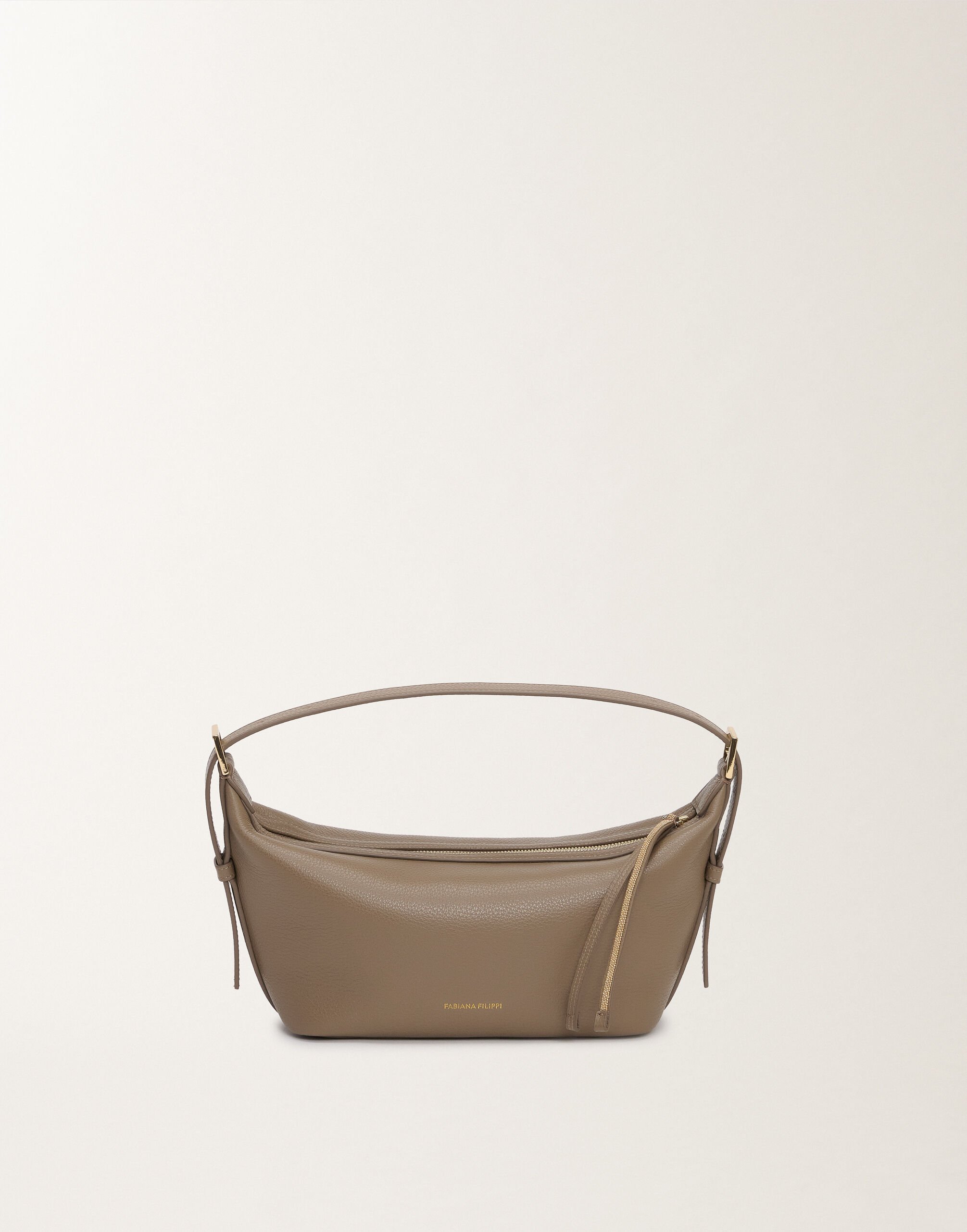 Fabiana Filippi Mini-Hobo-Bag aus gekörntem Leder, schlammbraun VANILLE BGD275A081L4270000