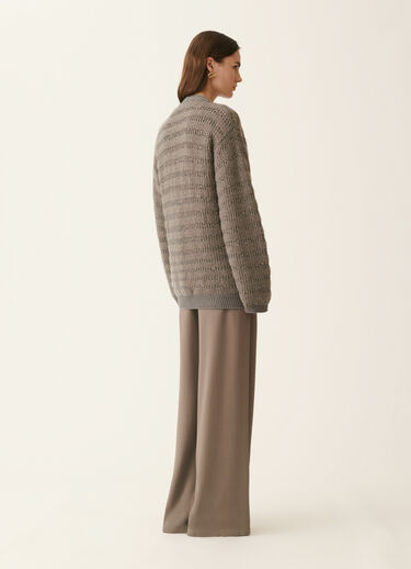 Platinum and mohair cardigan with sequin stripes, falcon Fabiana Filippi Platinum and mohair cardigan with sequin stripes, falcon Falcon MAD226F453M420M093