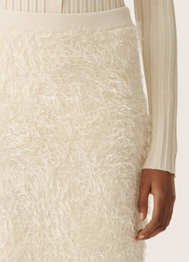 Fabiana Filippi Frayed-effect viscose skirt, putty WHITE GND265F405L1660000