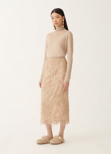 Fabiana Filippi Macramé lace skirt, maple BEIGE GND215F417L5540000