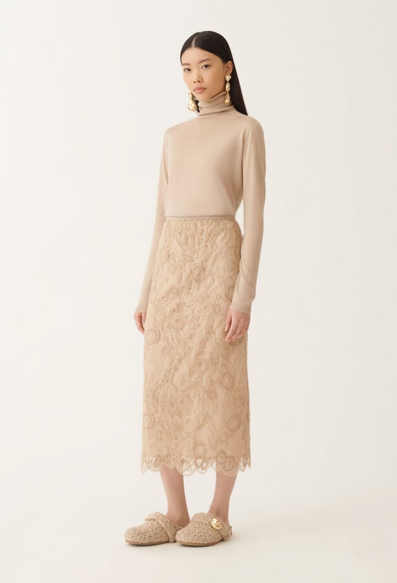 Fabiana Filippi Macramé lace skirt, maple BEIGE GND215F417L5540000