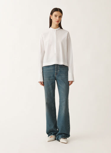 Fabiana Filippi Striped poplin shirt, optical white and black WHITE CAD265F356L2340000