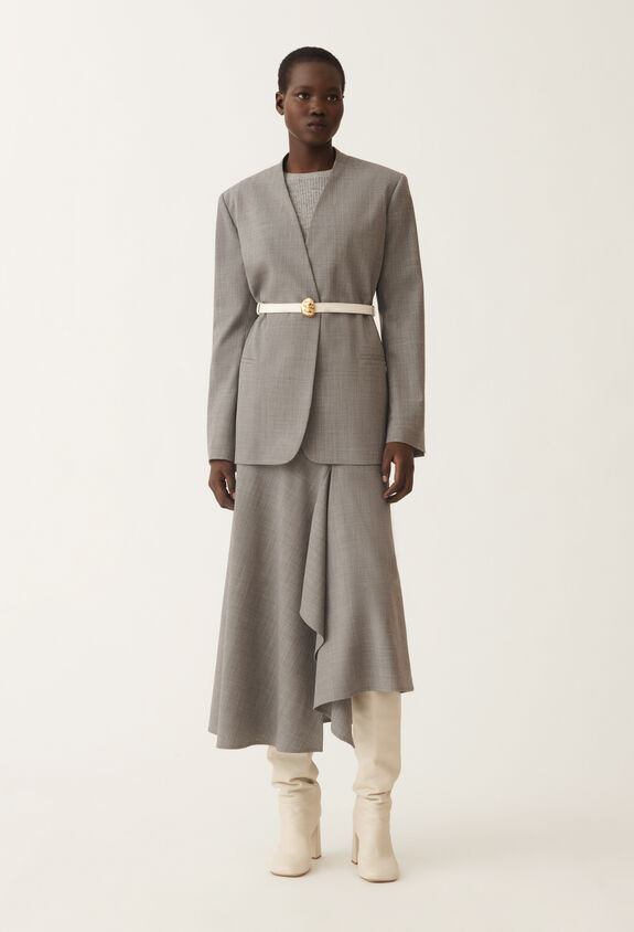 Fabiana Filippi Cool wool long jacket, melange rock GREY GCD215F206L5230000