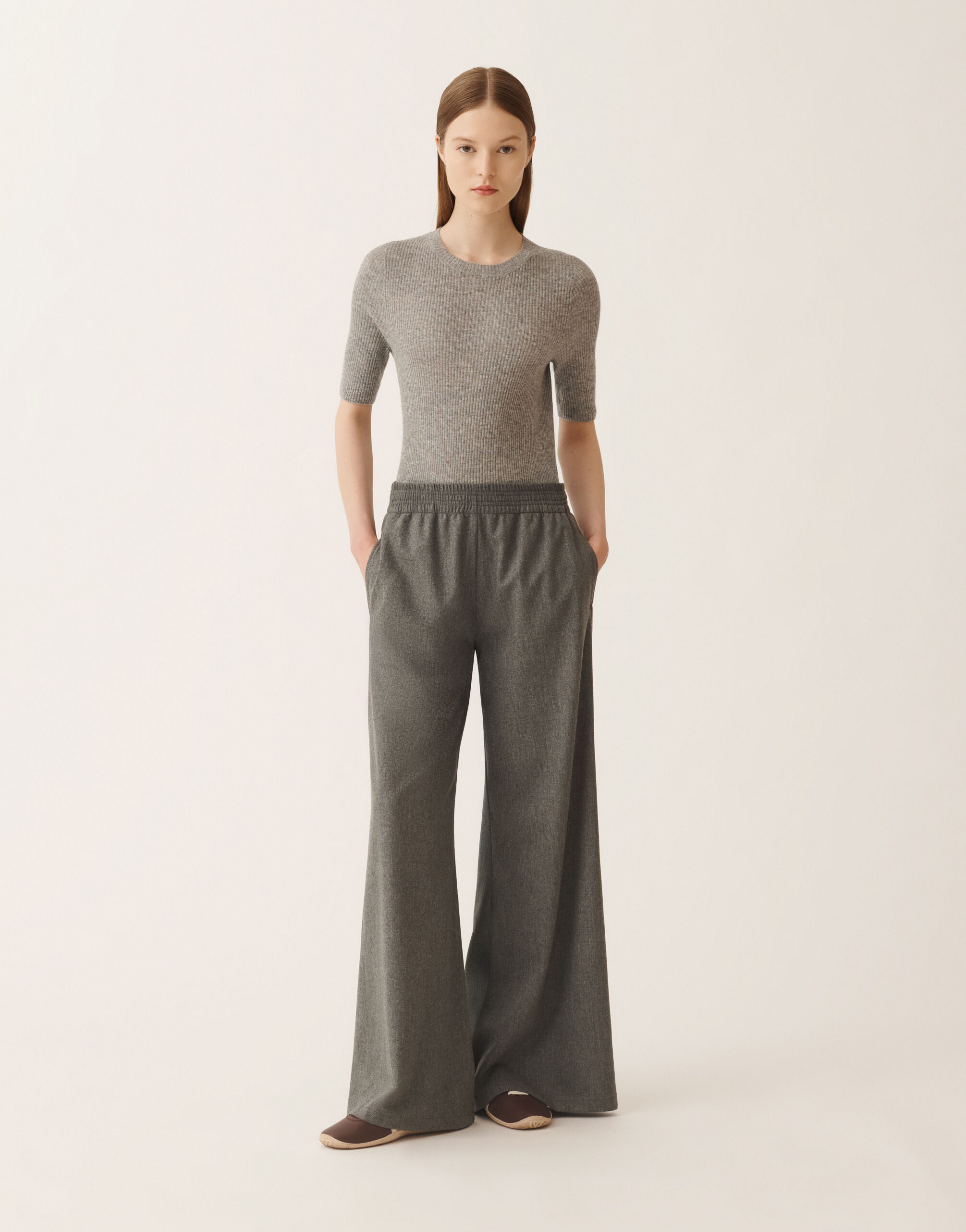 Fabiana Filippi Pantalon Amelia en flanelle, rock Gris PAD225F291D1860000