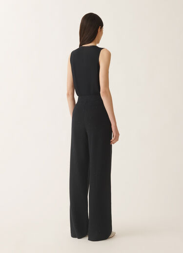 Fabiana Filippi Cotton and linen trousers with sequins, midnight blue BLUE PAD265F351D2730000