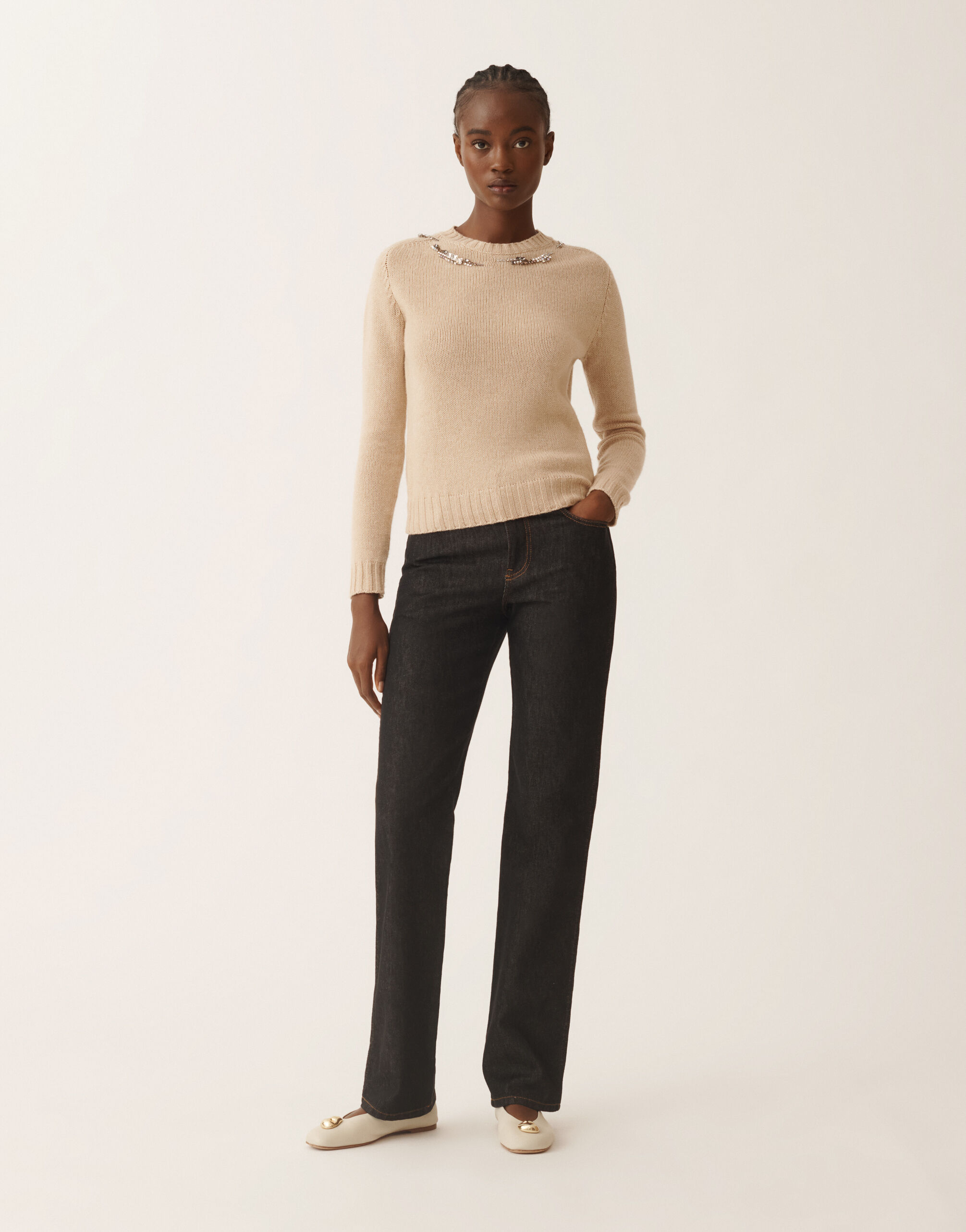Fabiana Filippi Platinpullover mit Stickerei, Kordel Beige MAD225F584L6590000