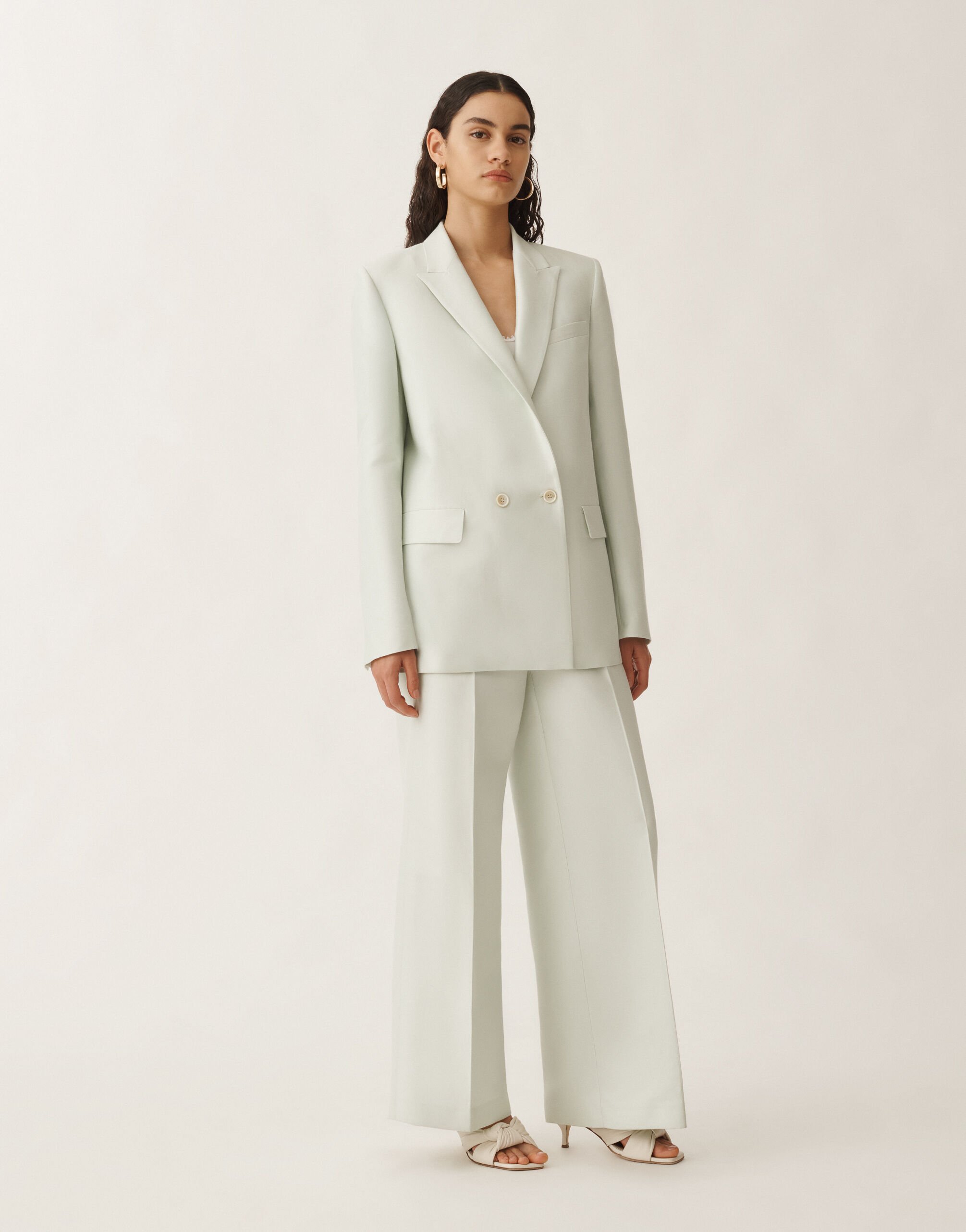 Fabiana Filippi Cotton and silk double-breasted mikado jacket, aqua green AQUAGREEN GCD275F412D7870000